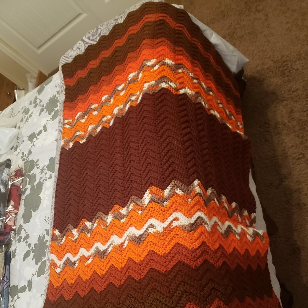 Fall Colors  Handmade Knit Throw Blanket